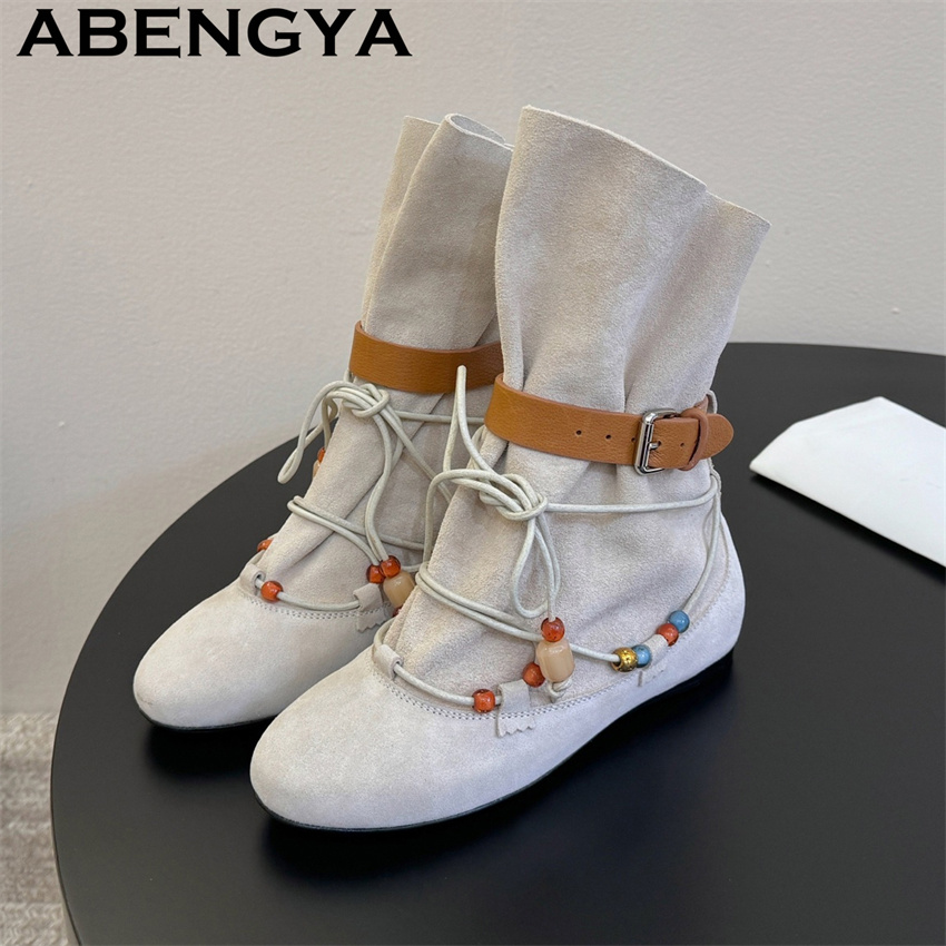 Ethnic Fashion Week - Ethnic Style Bead Strap Design Suede