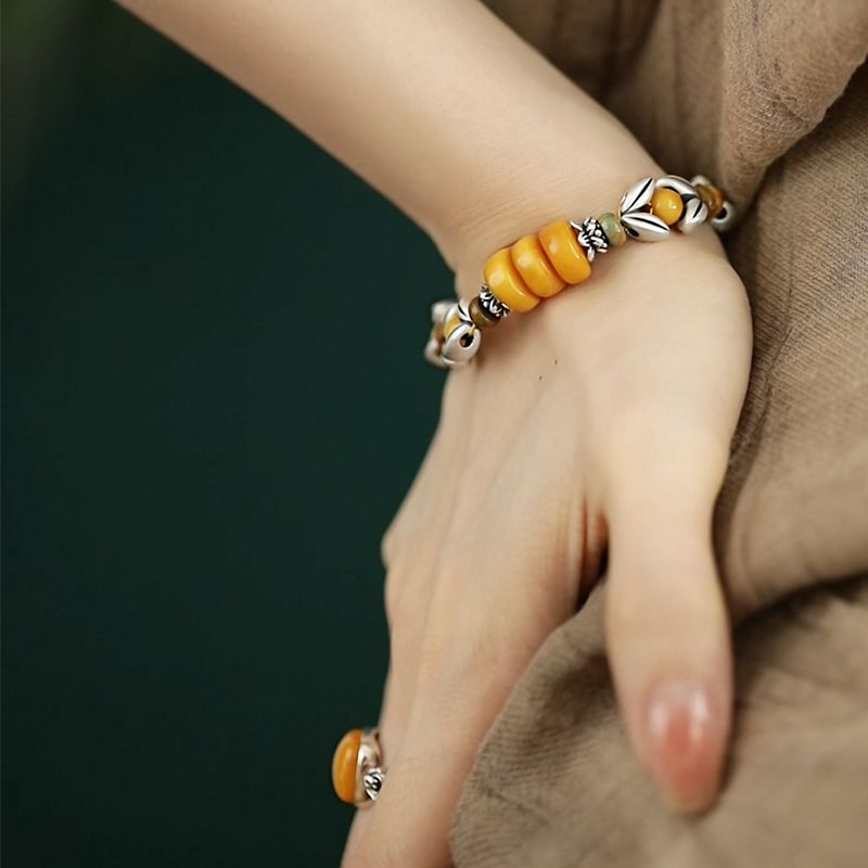 Ethnic Wear Fashion Designer - Yellow Disc Round Bead Spacer Wheat