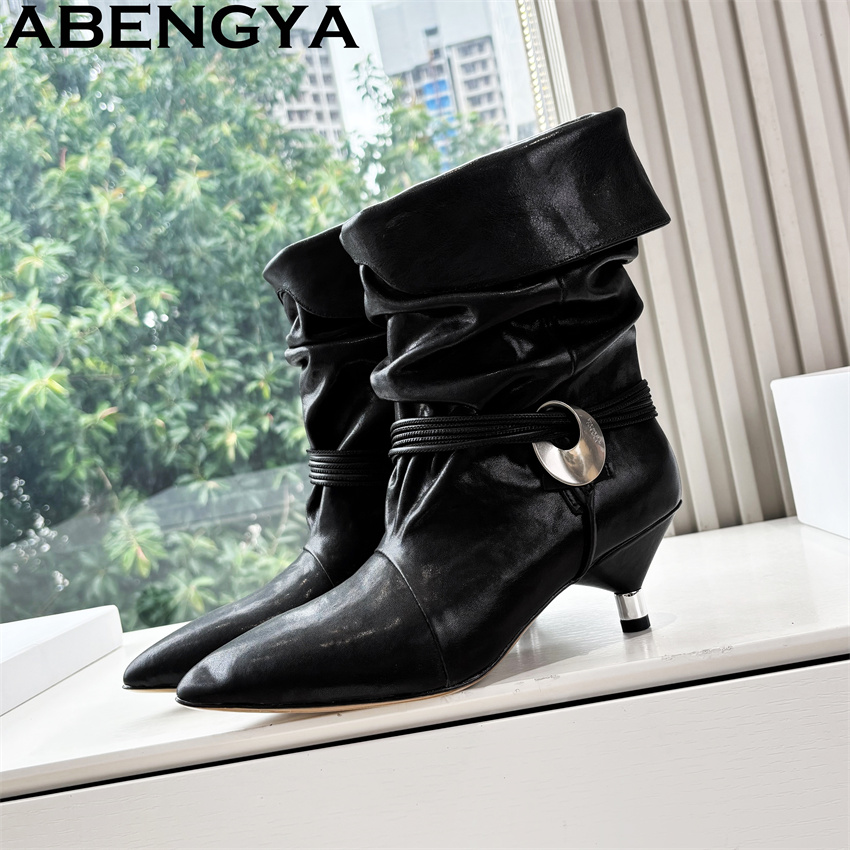 Ethnic Fashion Week - Pointy Toe Kitten Heels Ankle Boots