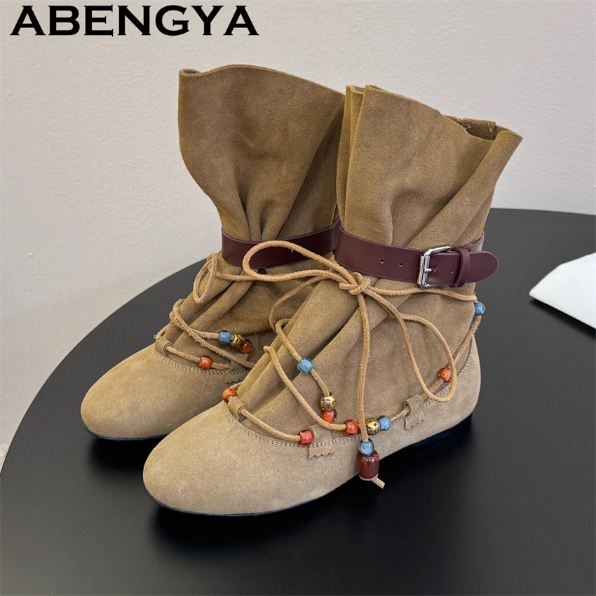 Ethnic Fashion Week - Ethnic Style Bead Strap Design Suede