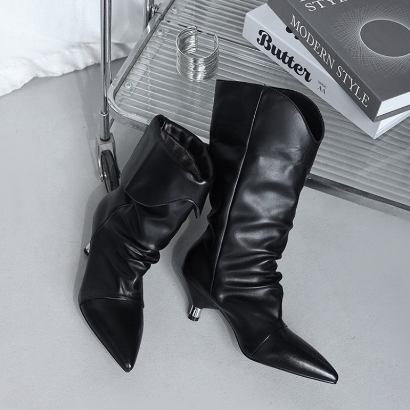 Ethnic Fashion Week - Pointy Toe Kitten Heels Mid Calf