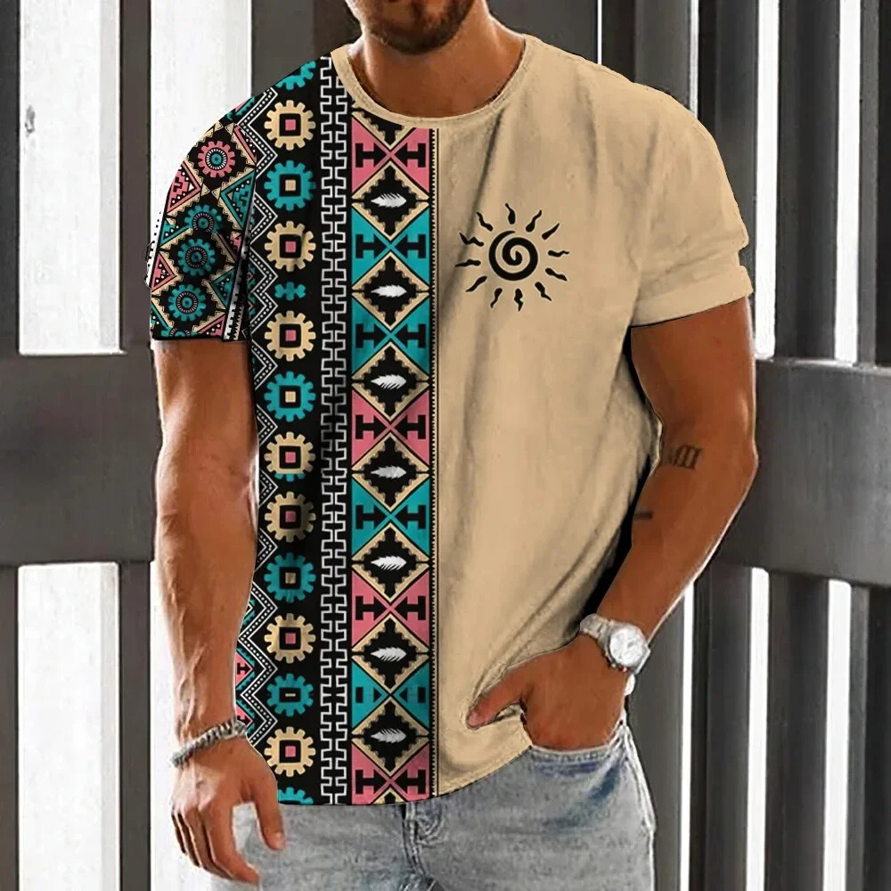 Men'S Ethnic Fashion Trends - Vintage Ethnic Style Men's T-Shirt Summer