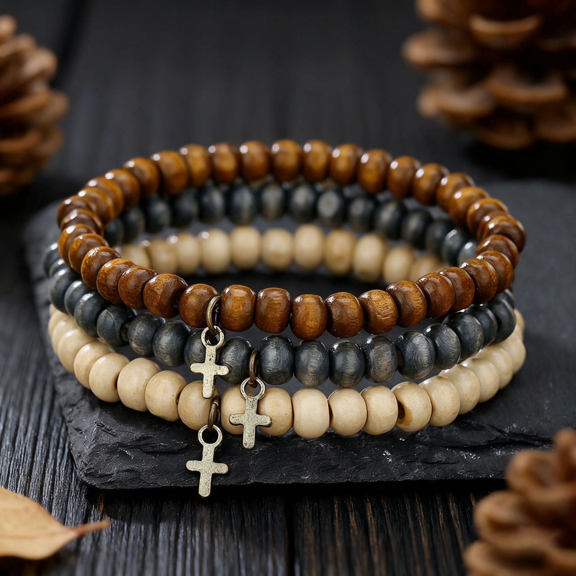 Wood Beaded Bracelet for Men,  - Fashion Ethnic Wear For Men review and price