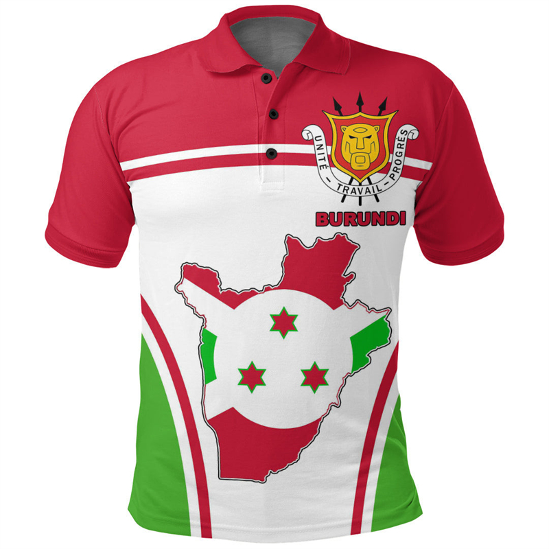 Burundi Flag Map 3D Print Polo - Dashiki Shirt Men review and price