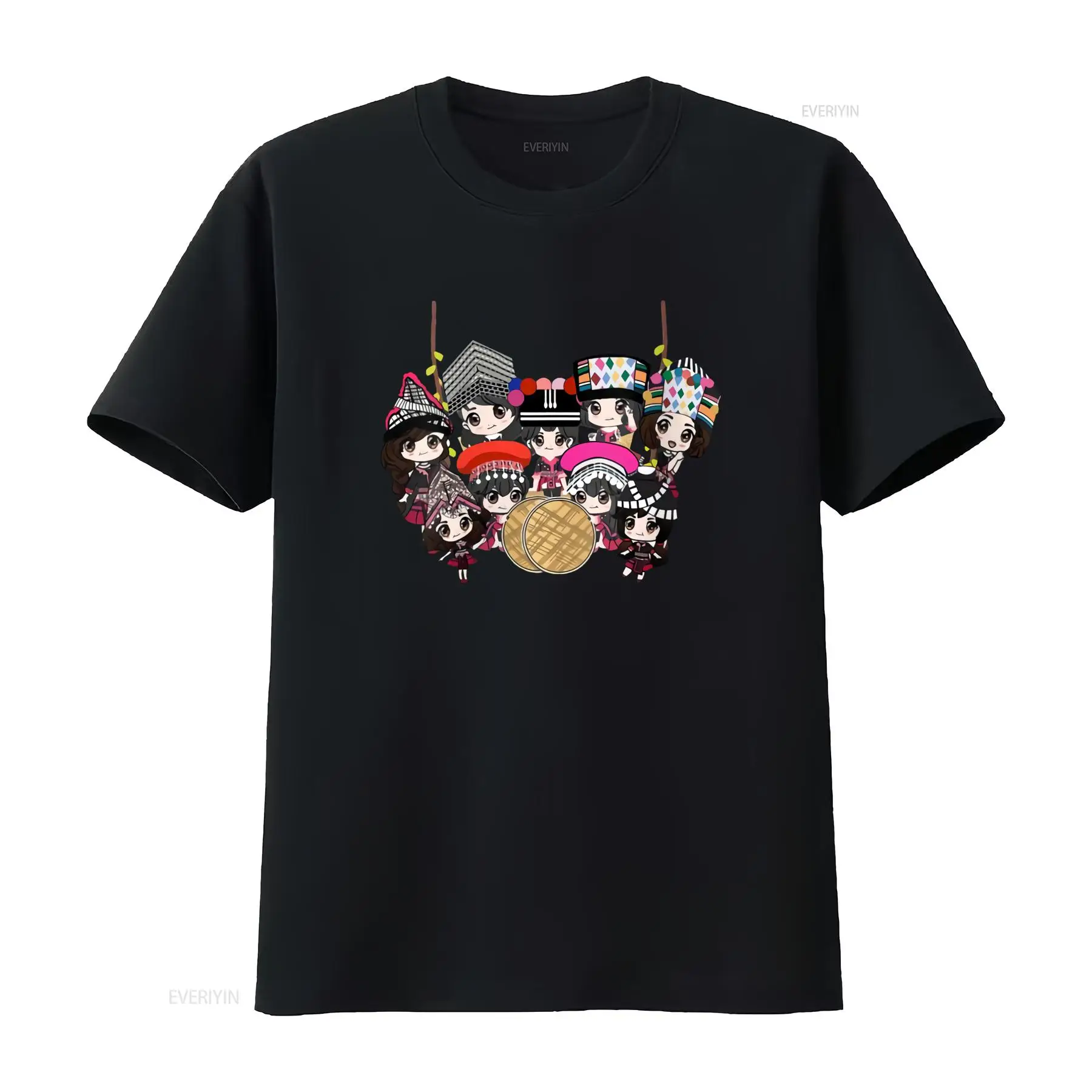 9 Hmong Girls Cartoon Print T  - Fashion Ethnic Wear For Men review and price