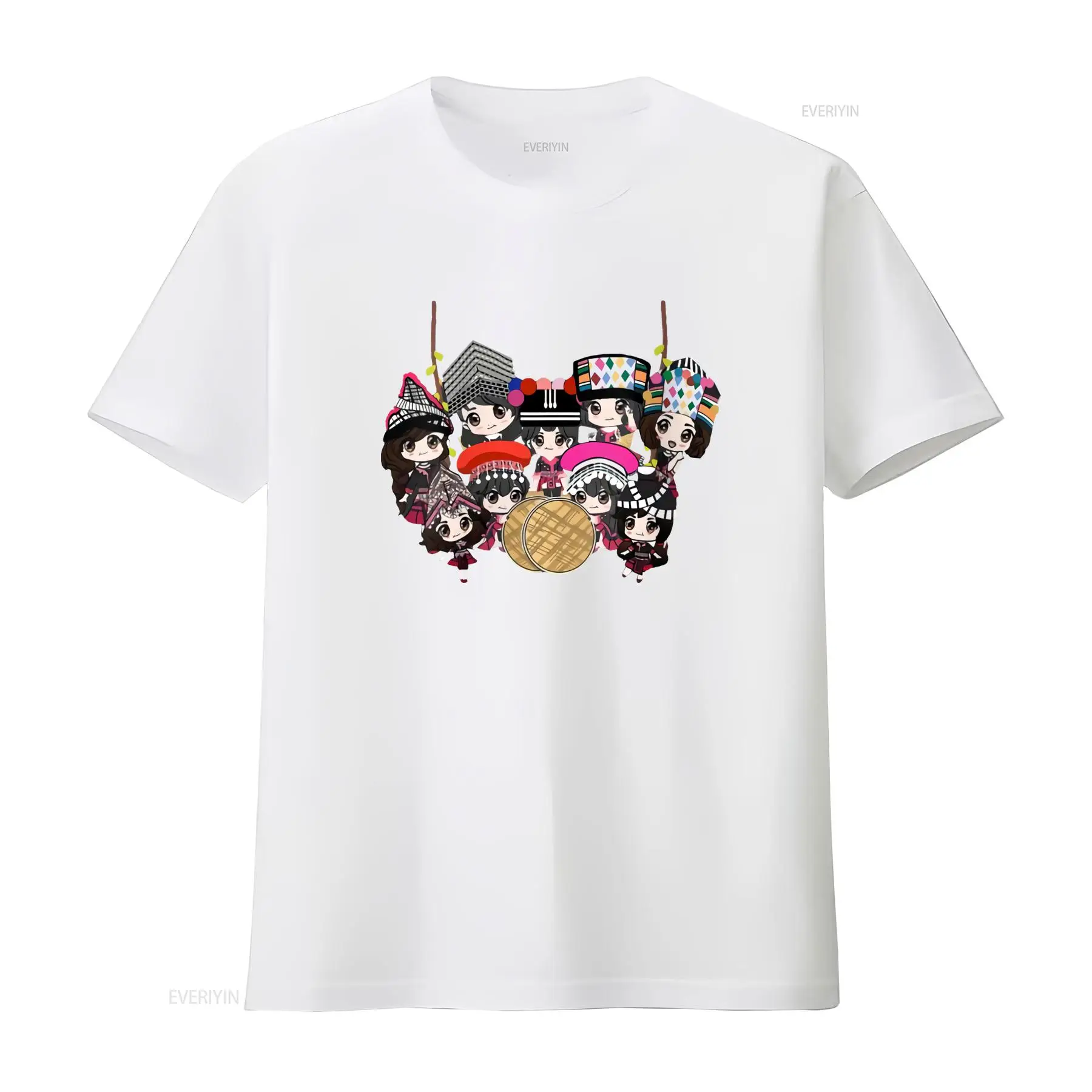 9 Hmong Girls Cartoon Print T  - Fashion Ethnic Wear For Men review and price