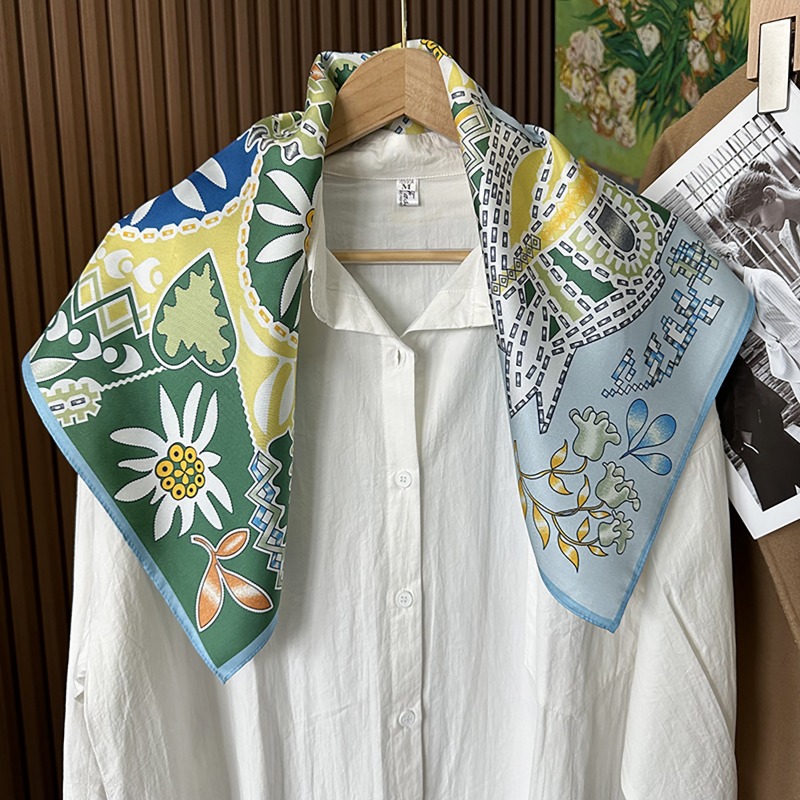 Green Boho Horse Square Scarf  - Ethnic Boho Fashion review and price