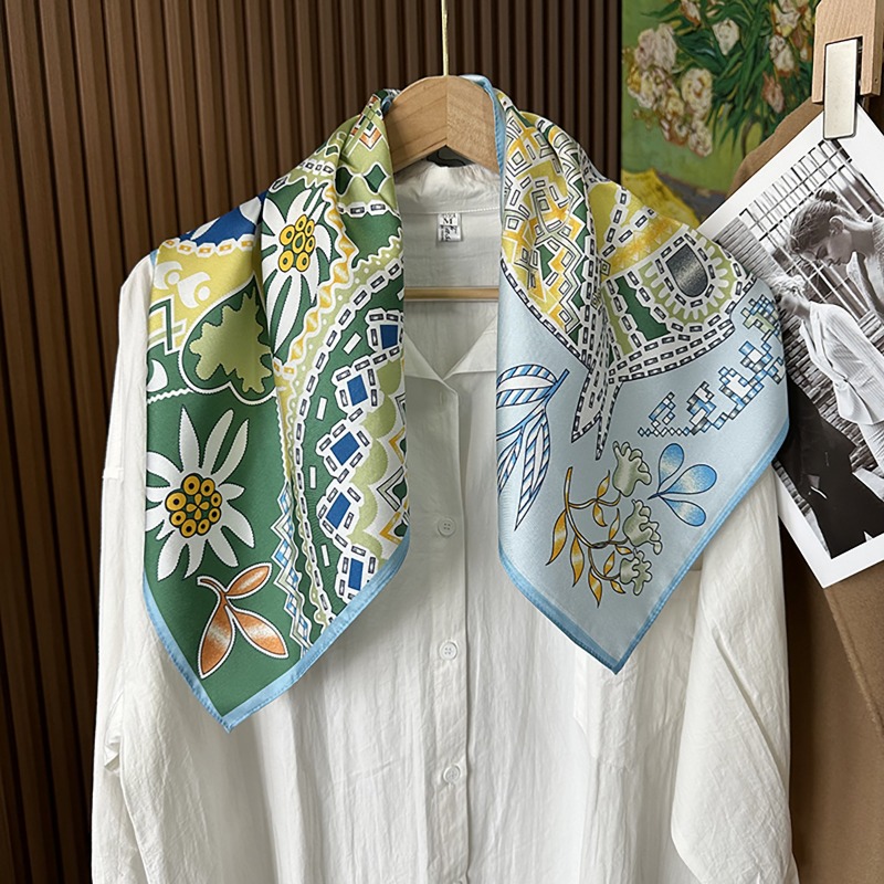 Green Boho Horse Square Scarf  - Ethnic Boho Fashion review and price