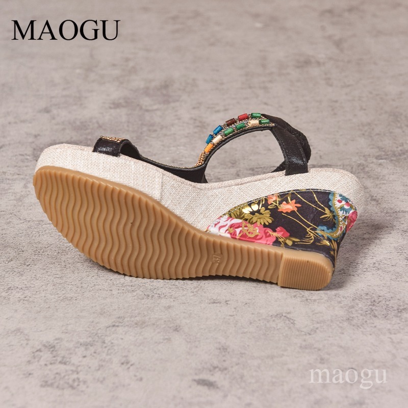 Boho Beaded Floral Wedge Sanda - Ethnic Boho Fashion review and price