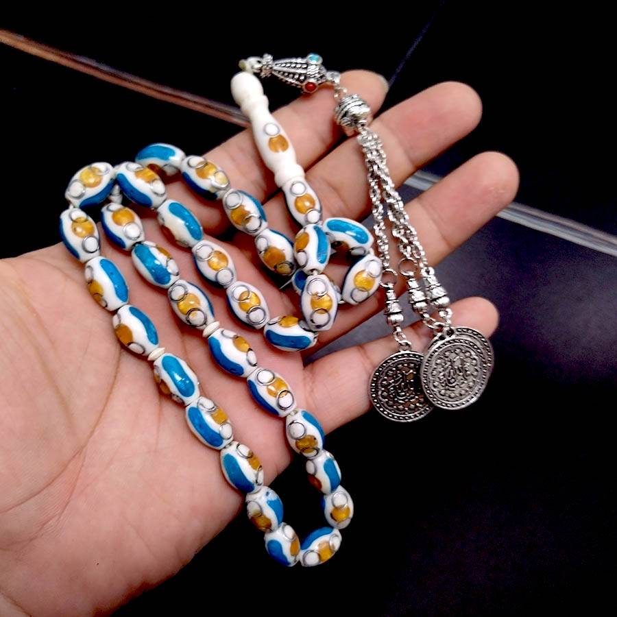 Camel bone Tasbih with Blue li - Ethnic Fashion Online review and price